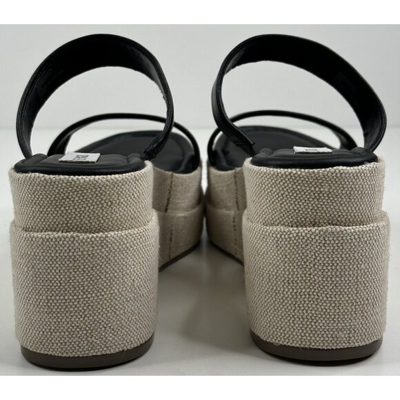 Steve Madden Merrcer Platform Slide Wedge Sandal Black Leather Womens 8M New - Picture 4 of 9